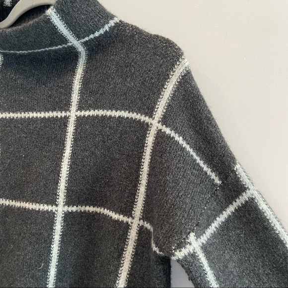 ARTISAN NY Sweater Grey Windowpane Wool Blend Turtleneck Medium - Picture 3 of 6